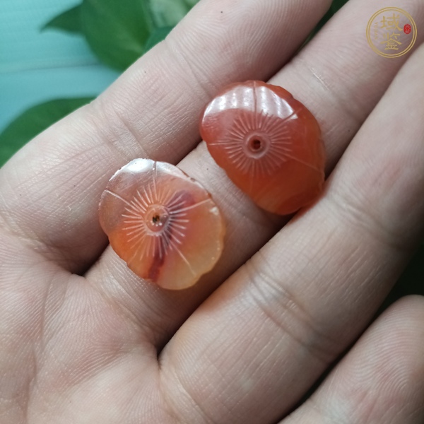古玩玉器天然紅瑪瑙“花片”真品鑒賞圖