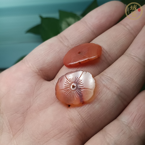 古玩玉器天然紅瑪瑙“花片”真品鑒賞圖