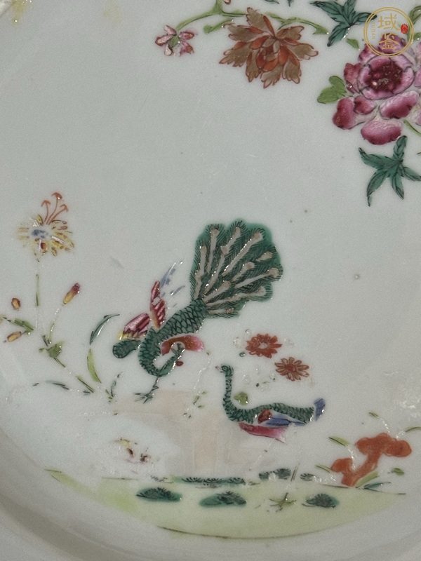 古玩陶瓷花鳥紋粉彩盤真品鑒賞圖