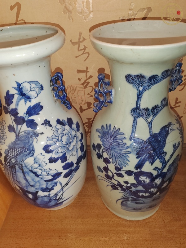 古玩陶瓷鳳凰牡丹紋青花洗口瓶真品鑒賞圖