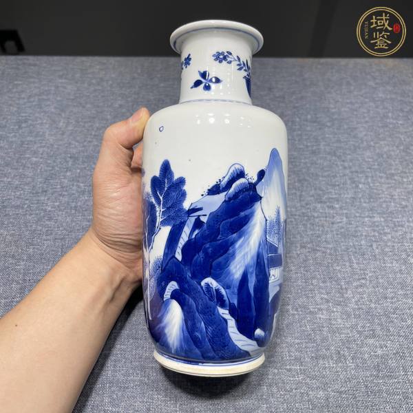 古玩陶瓷清康熙青花山水紋棒槌瓶真品鑒賞圖