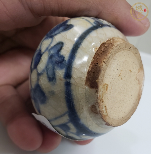 古玩陶瓷青花花卉紋水盂真品鑒賞圖