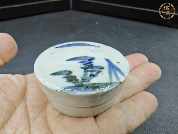 古玩陶瓷青花山水人物紋蓋盒真品鑒賞圖