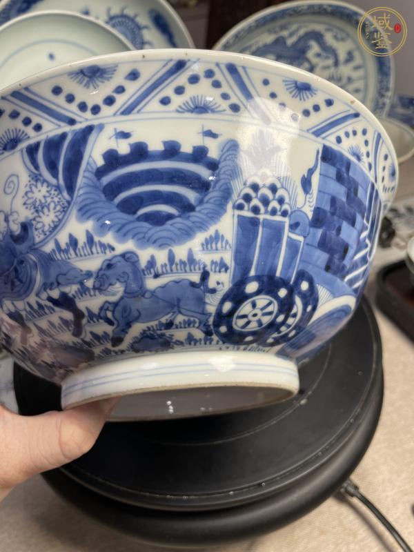 古玩陶瓷青花八蠻進(jìn)寶圖墩式碗真品鑒賞圖