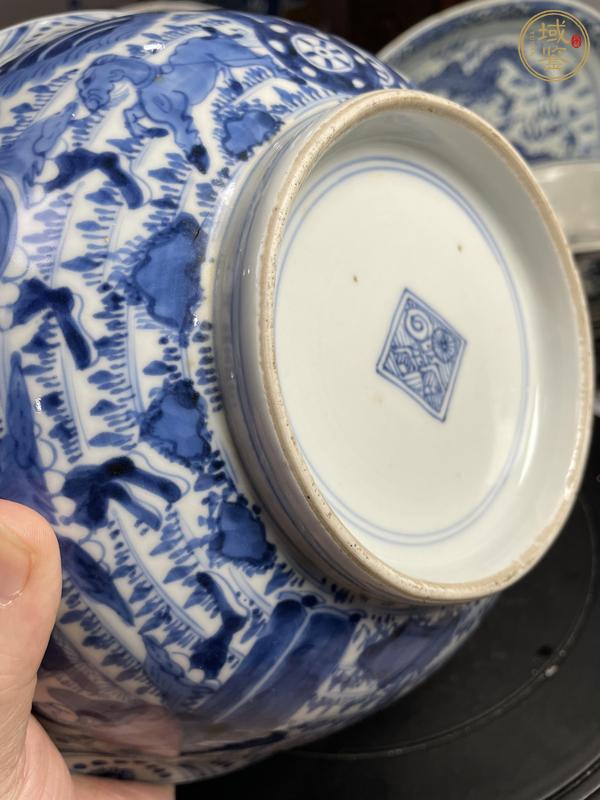 古玩陶瓷青花八蠻進(jìn)寶圖墩式碗真品鑒賞圖