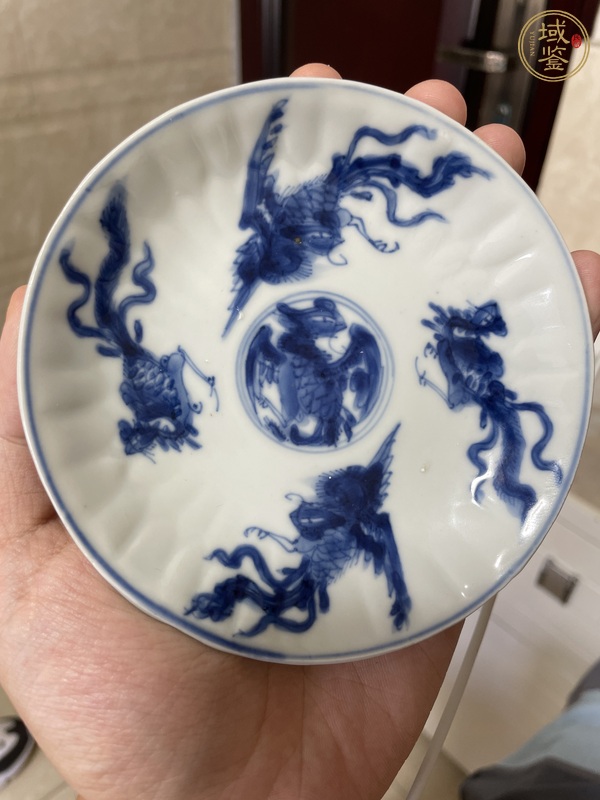 古玩陶瓷鳳紋青花盤真品鑒賞圖