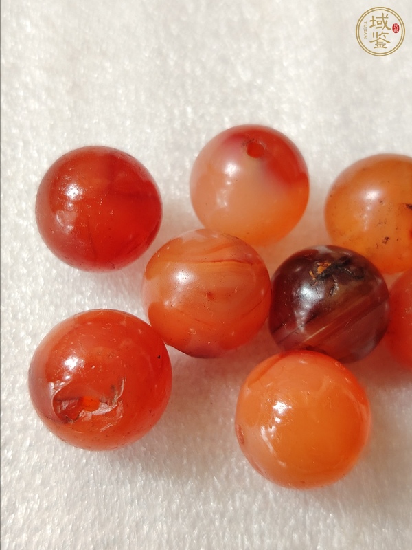 古玩玉器天然紅瑪瑙珠真品鑒賞圖