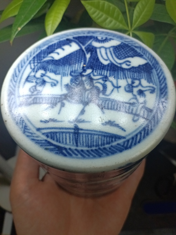 古玩陶瓷清雍正青花淡描嬰戲圖節(jié)盒拍賣，當(dāng)前價(jià)格2100元