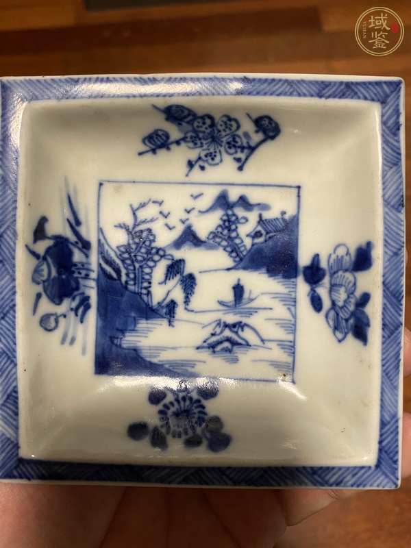 古玩陶瓷青花山水紋盤真品鑒賞圖