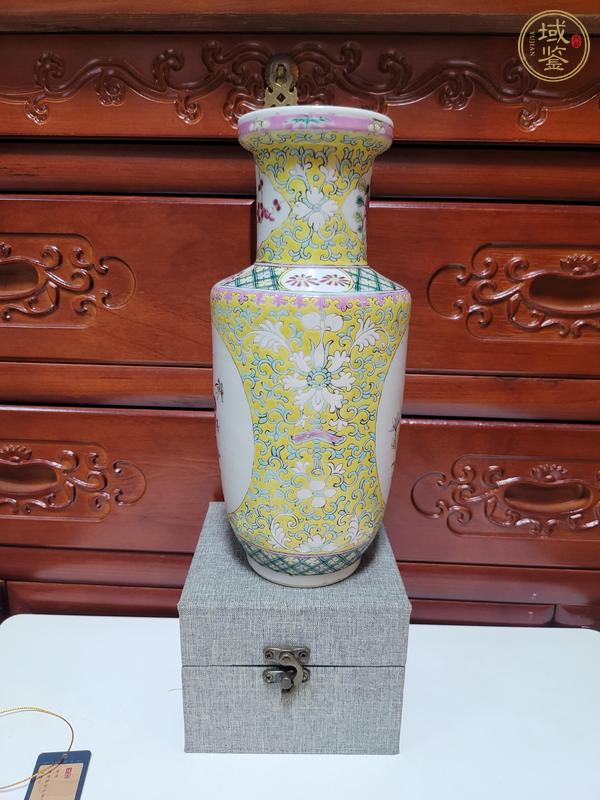 古玩陶瓷花卉紋粉彩棒槌瓶真品鑒賞圖