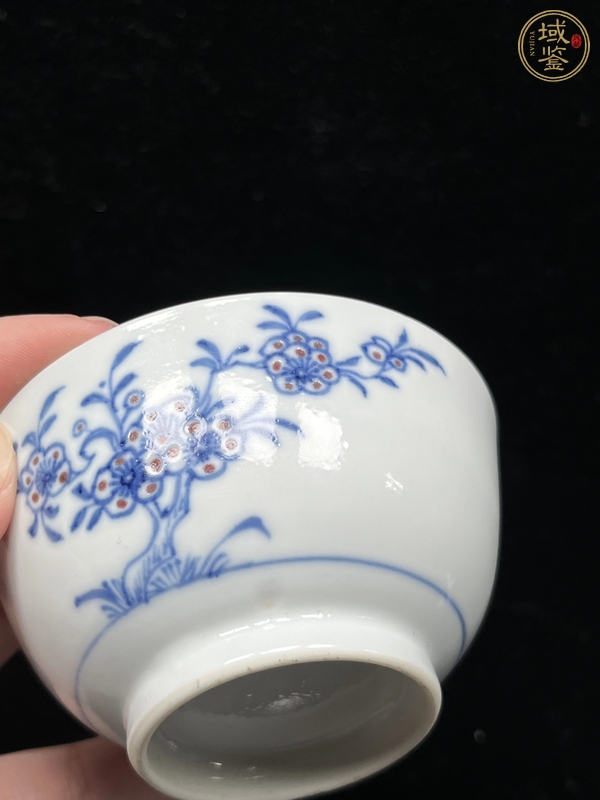 古玩陶瓷清中期青花釉里紅茶圓真品鑒賞圖