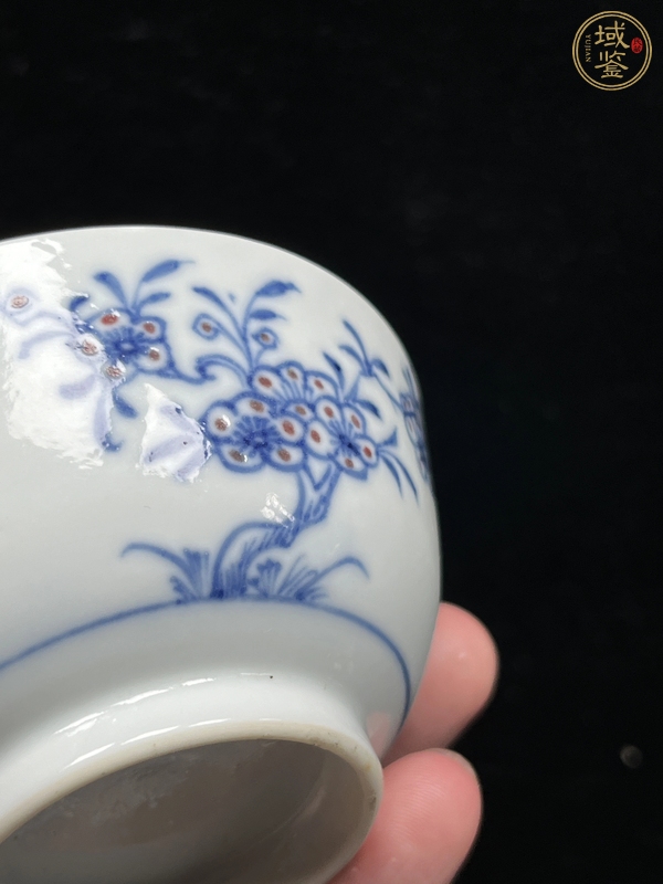 古玩陶瓷清中期青花釉里紅茶圓真品鑒賞圖