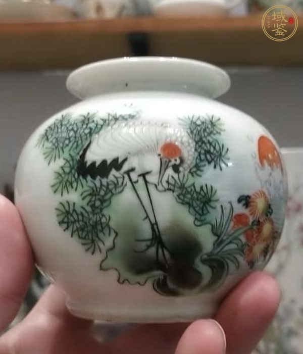 古玩陶瓷粉彩鶴紋石榴尊真品鑒賞圖