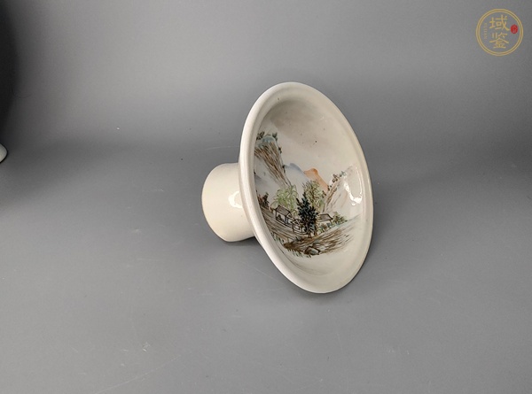 古玩陶瓷淺絳彩高足盤(pán)真品鑒賞圖