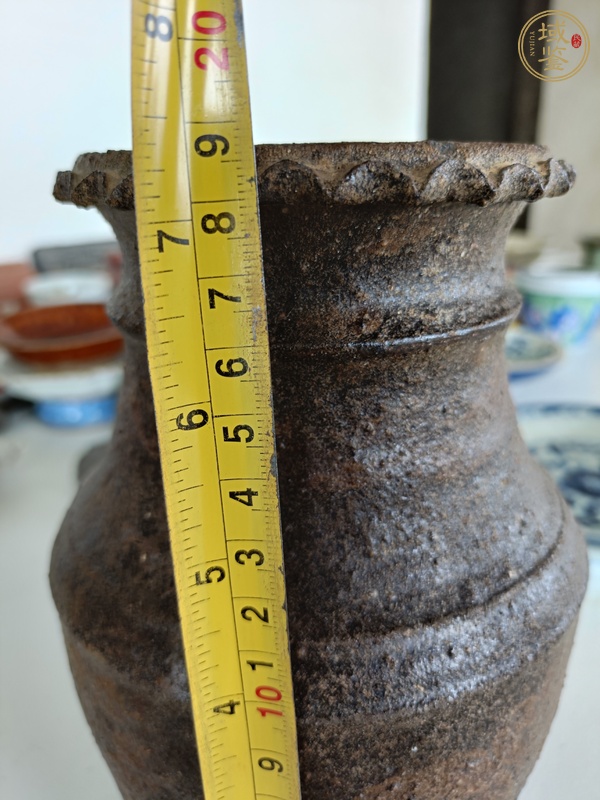 古玩陶瓷黑釉畫花花口瓶真品鑒賞圖