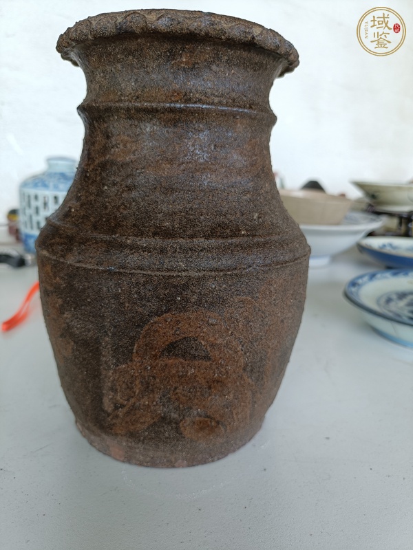 古玩陶瓷黑釉畫花花口瓶真品鑒賞圖