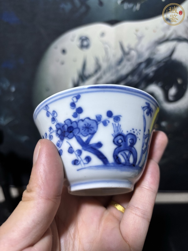 古玩陶瓷青花花鳥紋杯真品鑒賞圖