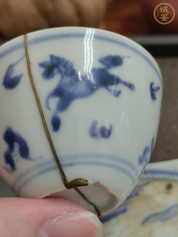 古玩陶瓷青花飛馬臥足杯真品鑒賞圖