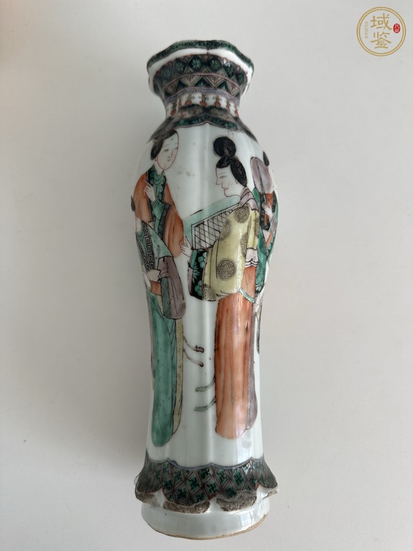 古玩陶瓷仕女紋彩繪瓶真品鑒賞圖