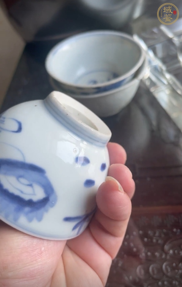 古玩陶瓷青花鳳穿牡丹圖茶碗，注意品相真品鑒賞圖