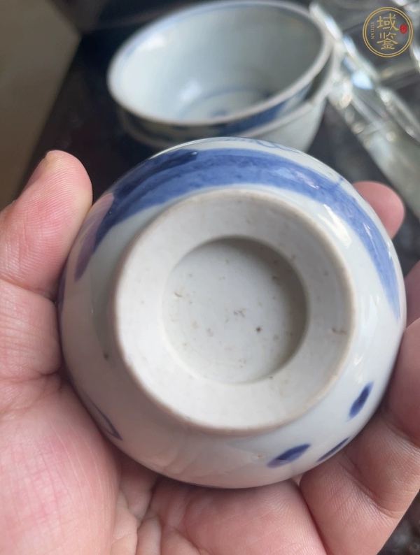 古玩陶瓷青花鳳穿牡丹圖茶碗，注意品相真品鑒賞圖