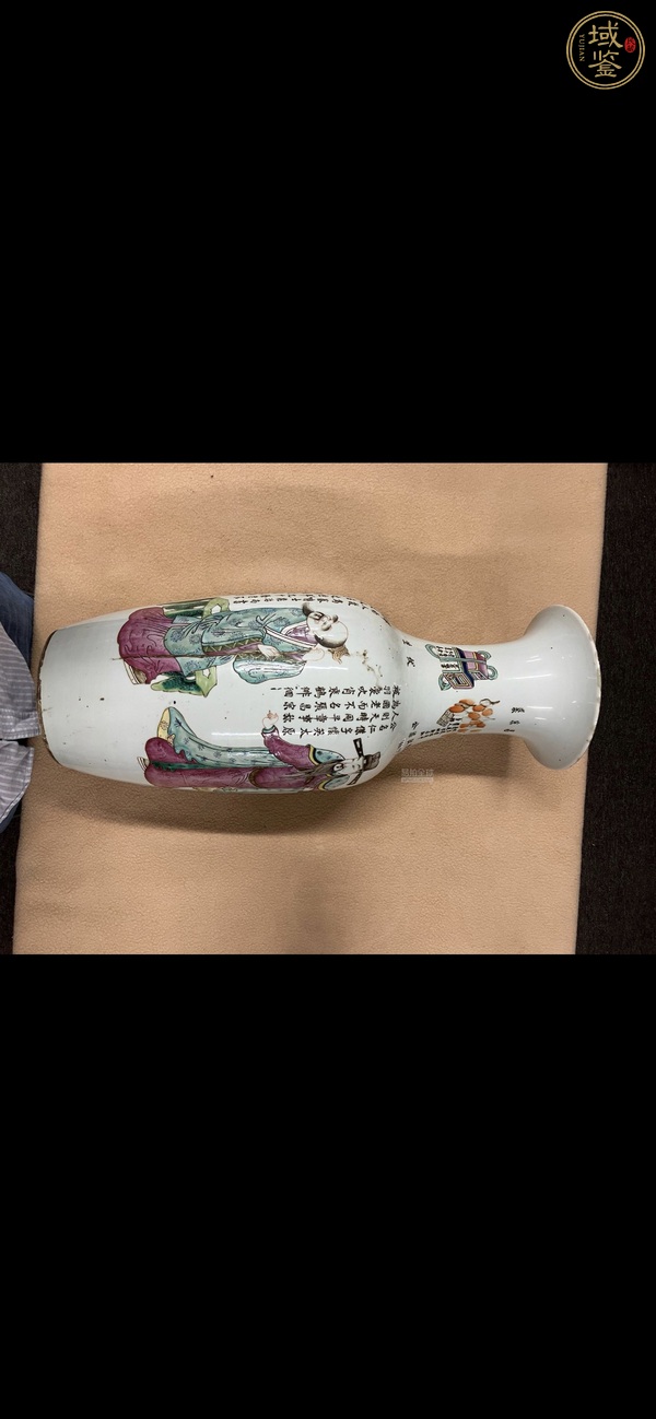 古玩陶瓷粉彩無雙譜人物紋瓶真品鑒賞圖