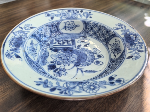 古玩陶瓷青花花卉紋折沿盤拍賣,當前價格999元