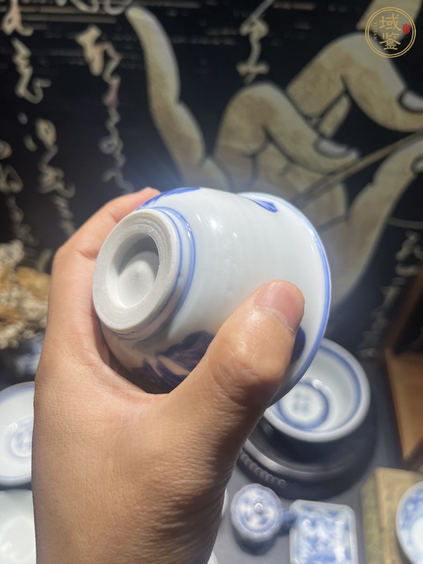 古玩陶瓷日本瓷青花白菜杯真品鑒賞圖