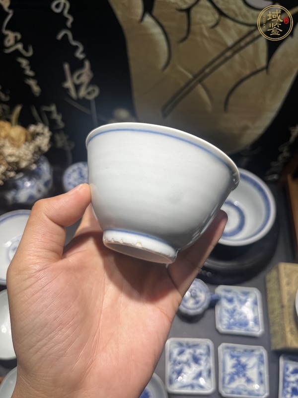 古玩陶瓷日本瓷青花白菜杯真品鑒賞圖