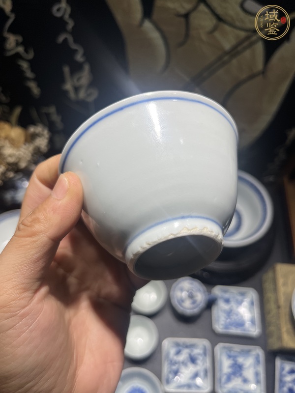 古玩陶瓷日本瓷青花白菜杯真品鑒賞圖