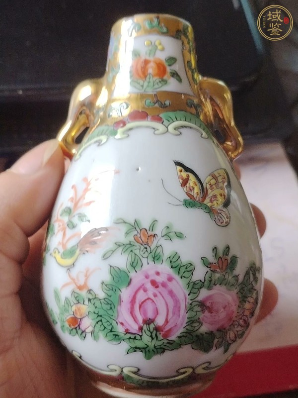 古玩陶瓷廣彩開(kāi)窗人物雙耳尊真品鑒賞圖