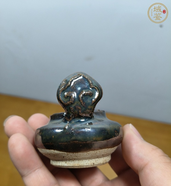 古玩陶瓷磁州窯窯變黑釉油燈真品鑒賞圖