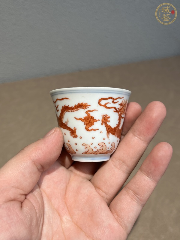 古玩陶瓷清道光 礬紅龍紋杯真品鑒賞圖