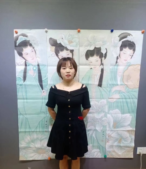 古玩字畫(huà)中美協(xié)會(huì)員名家曹珊珊 戲裝侍女四屏拍賣(mài),當(dāng)前價(jià)格5888元