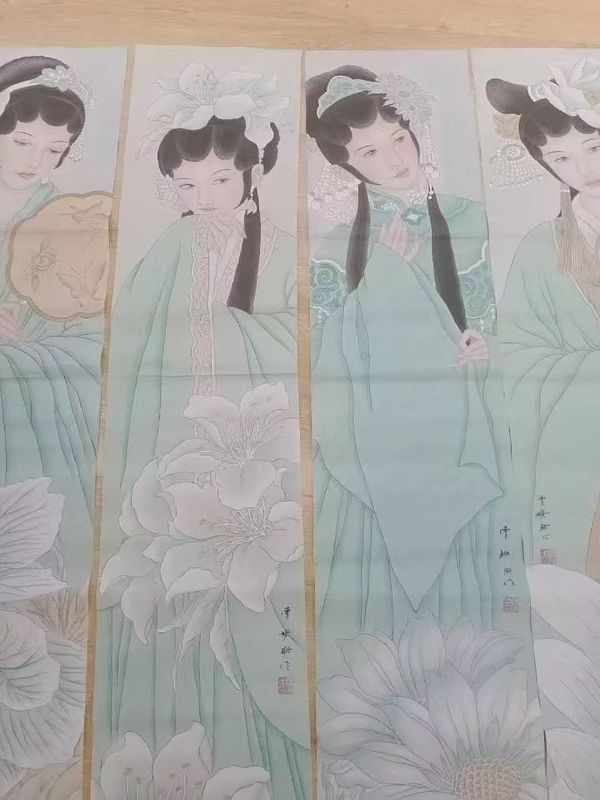 古玩字畫(huà)中美協(xié)會(huì)員名家曹珊珊 戲裝侍女四屏拍賣(mài),當(dāng)前價(jià)格5888元