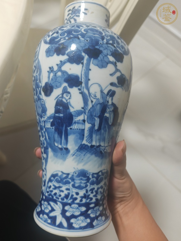 古玩陶瓷青花人物故事紋雞腿瓶真品鑒賞圖