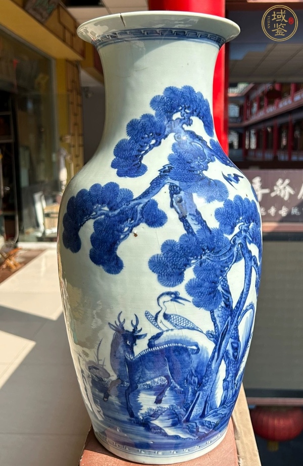 古玩陶瓷松鹿紋青花撇口瓶真品鑒賞圖