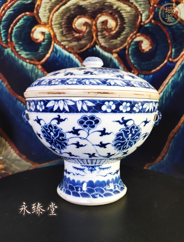 古玩陶瓷青花纏枝花卉紋一品鍋真品鑒賞圖