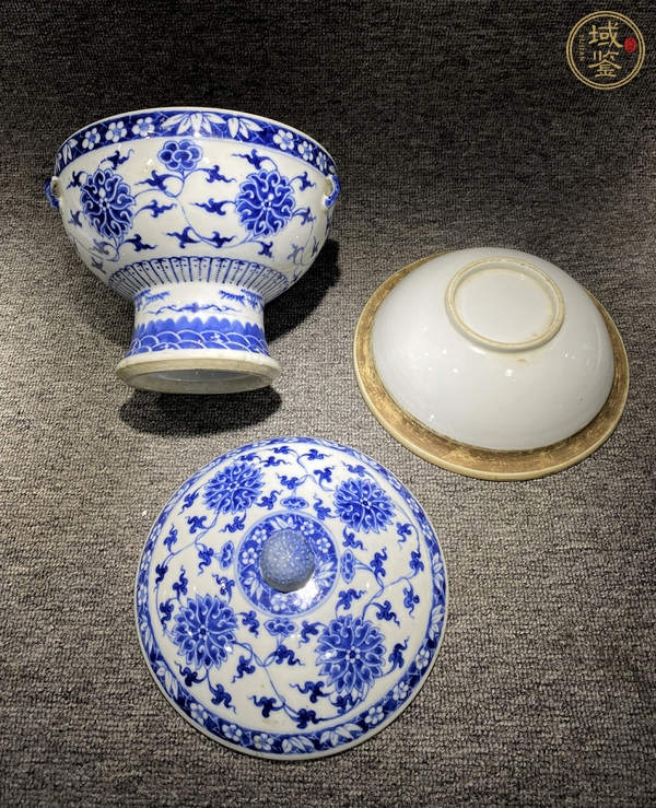 古玩陶瓷青花纏枝花卉紋一品鍋真品鑒賞圖