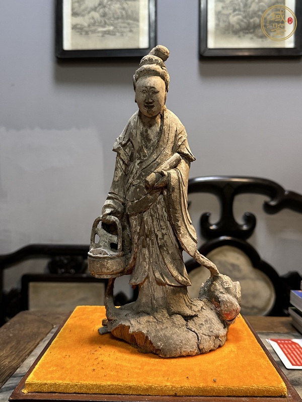 古玩雜項(xiàng)木雕提籃觀音真品鑒賞圖