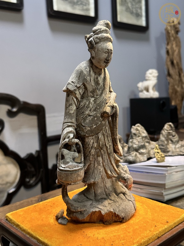 古玩雜項(xiàng)木雕提籃觀音真品鑒賞圖