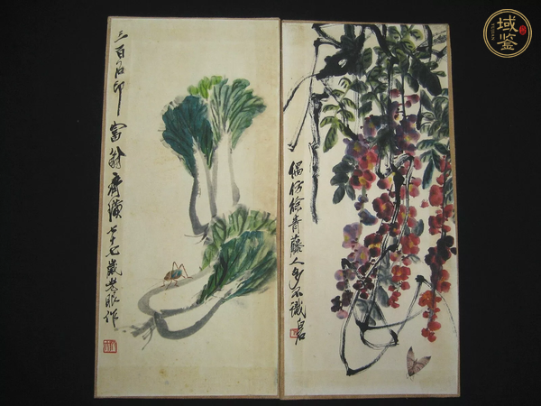 古玩字畫(huà)齊白石款草蟲(chóng)集真品鑒賞圖