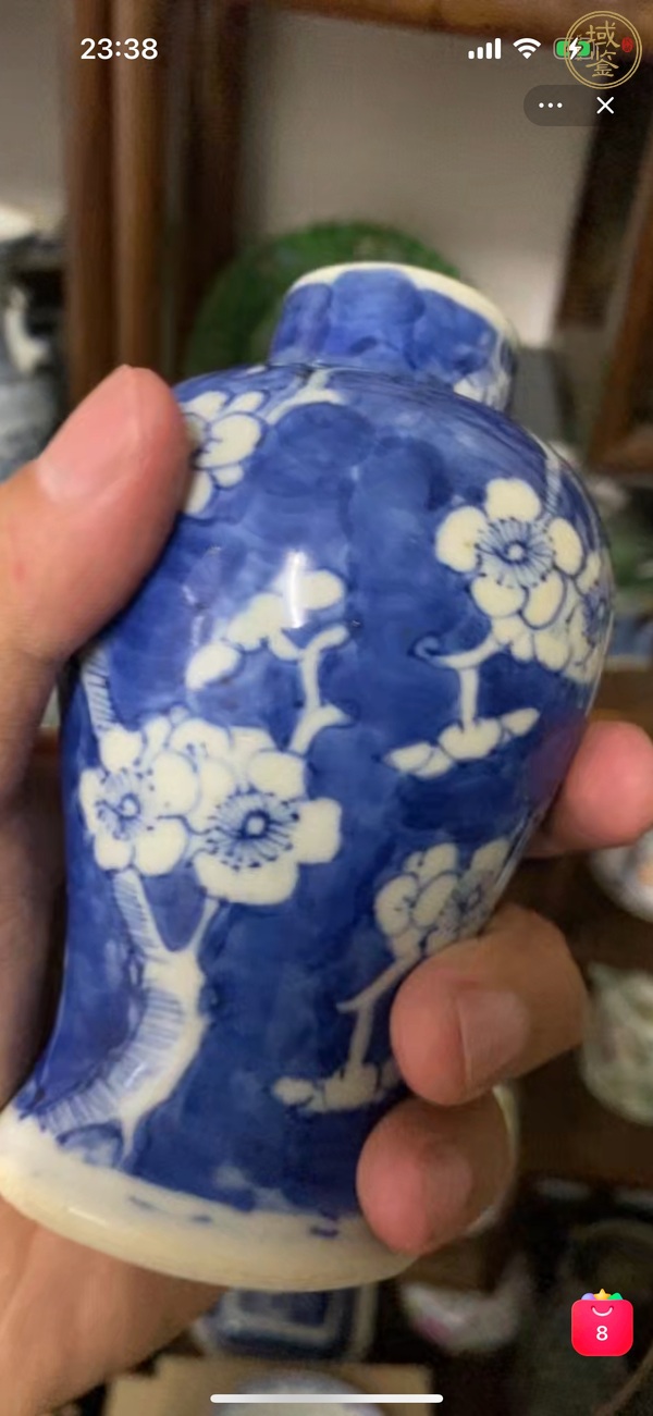 古玩陶瓷青花留白梅紋瓶真品鑒賞圖