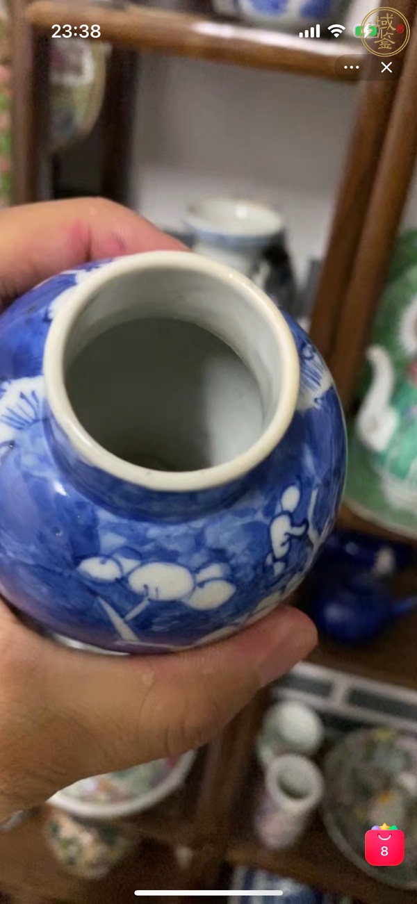 古玩陶瓷青花留白梅紋瓶真品鑒賞圖