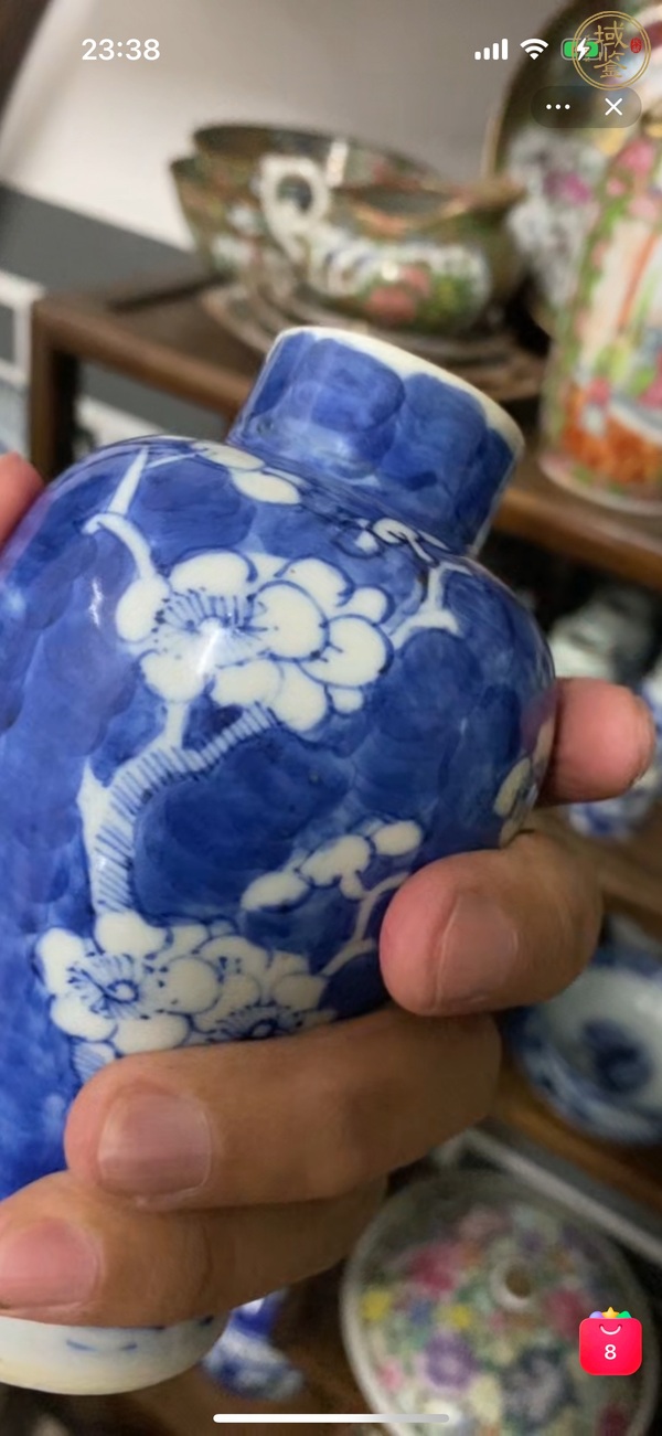 古玩陶瓷青花留白梅紋瓶真品鑒賞圖