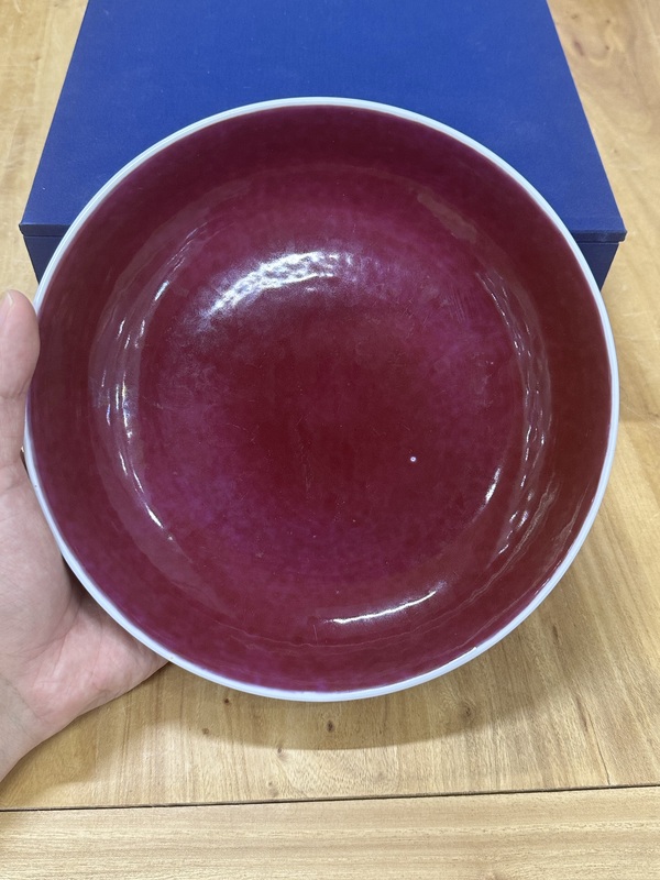 古玩陶瓷清光緒胭脂紅釉盤拍賣,當(dāng)前價(jià)格62000元