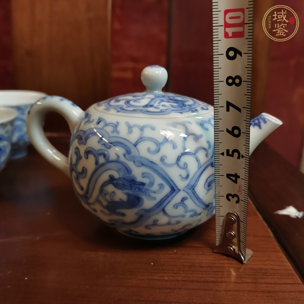 古玩陶瓷日本青花花卉紋茶具一套真品鑒賞圖