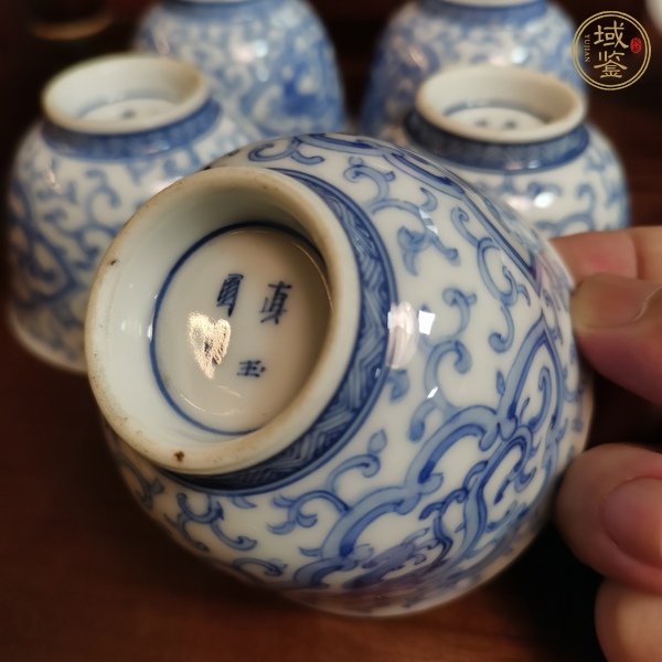 古玩陶瓷日本青花花卉紋茶具一套真品鑒賞圖