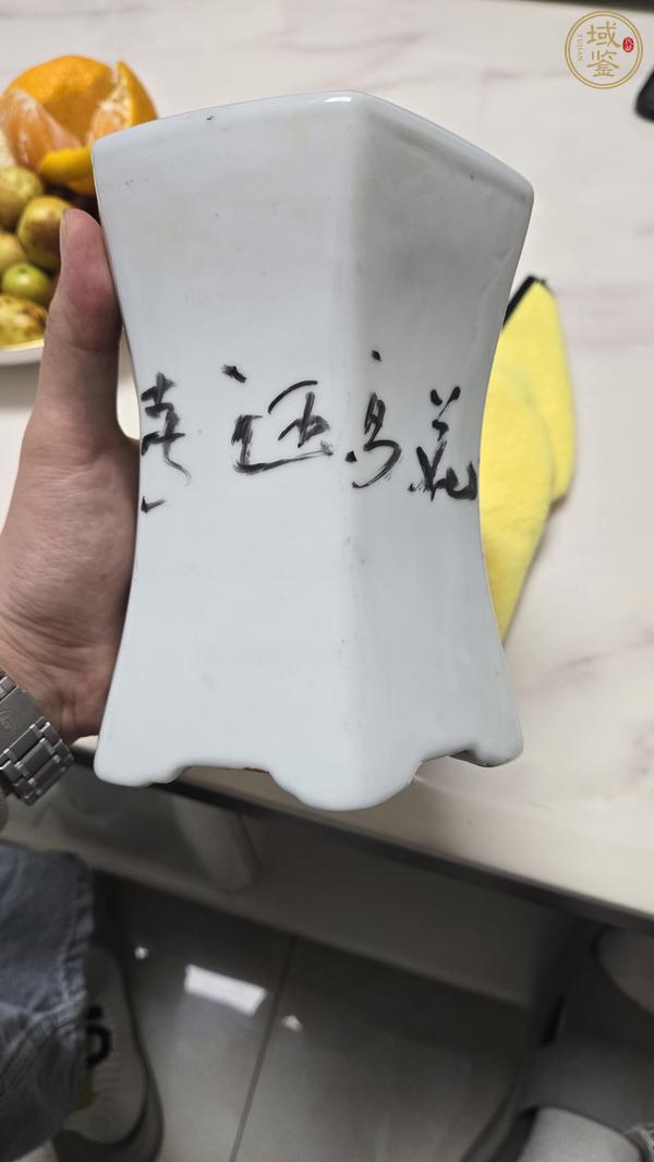 古玩陶瓷粉彩花鳥紋花盆真品鑒賞圖