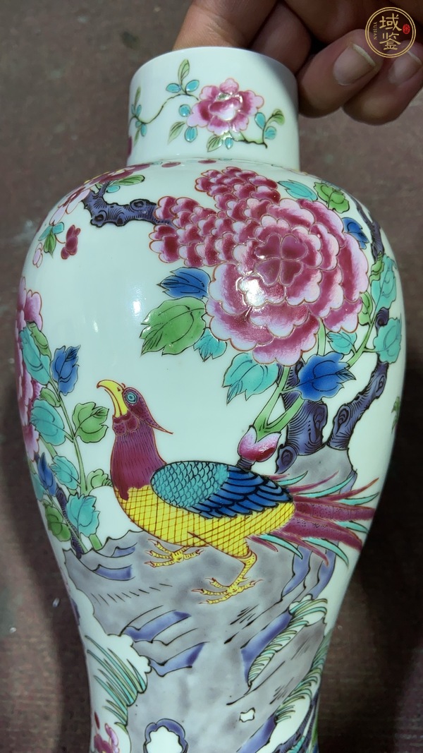 古玩陶瓷花鳥紋粉彩蓋瓶真品鑒賞圖